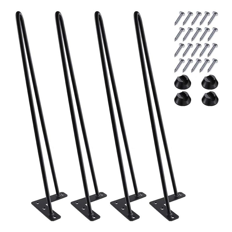 MSOBAIW 20 Inch Hairpin Legs, Tow Rod Iron Wire Metal Table Legs for Coffee and End Table, Bench, Chair, Stool, 3/8" Diameter Satin Black Mid Century Modern Style DIY Furniture - Image 1